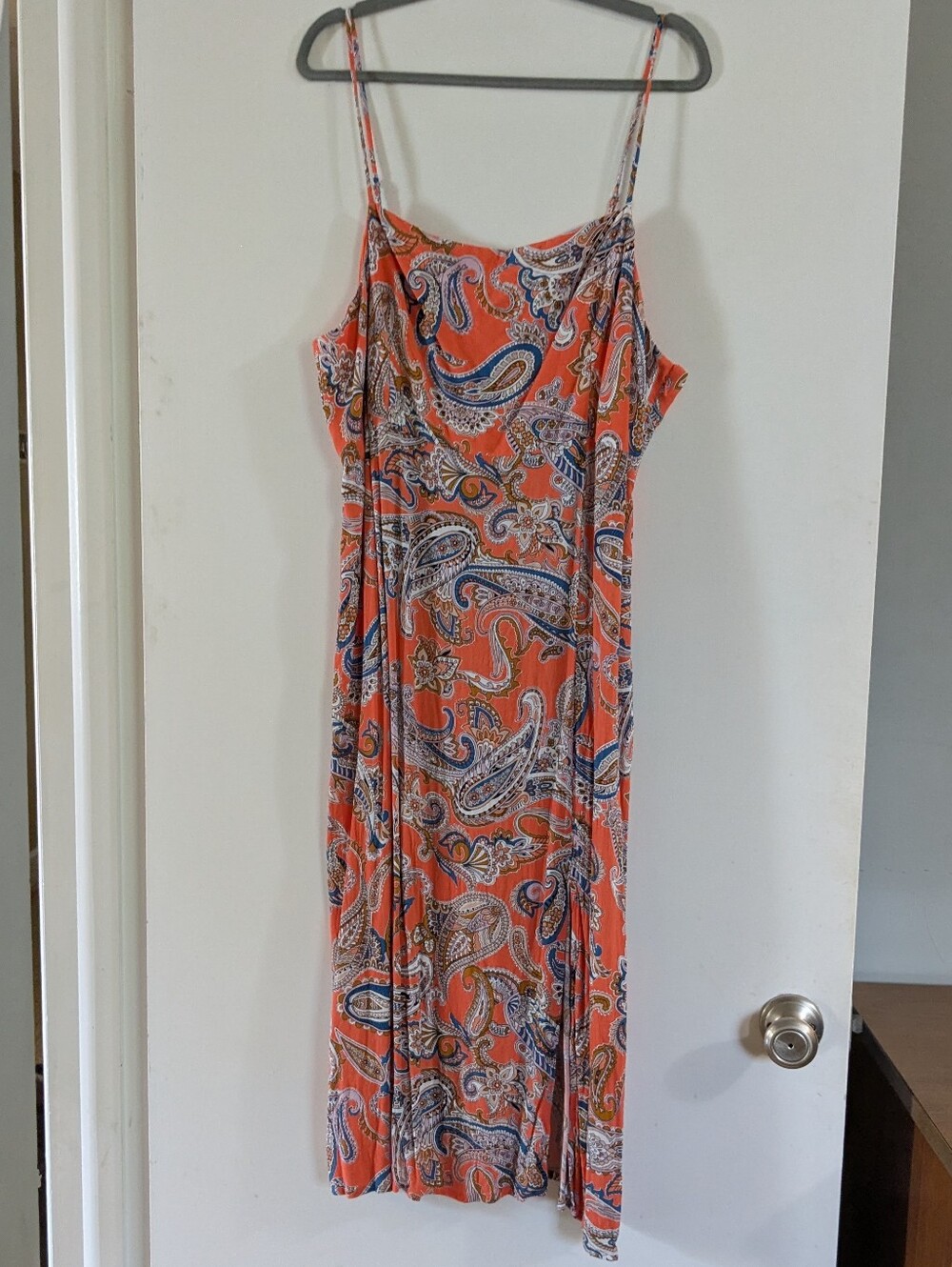 Boden Orange Print Spaghetti Strap Dress
